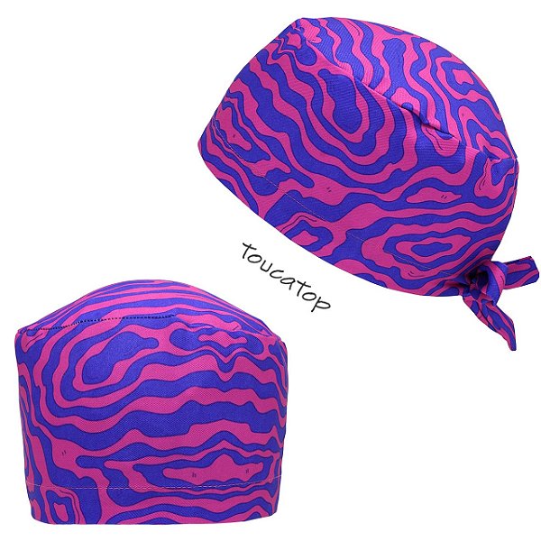 Gorro Cirúrgico, Arte Abstrata, ondas, ondulações, padrão Azul e Pink