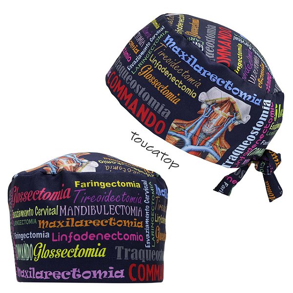 Gorro Cirúrgico, Nuvem de Palavras, Cabeça e Pescoço,  Commando, Azul