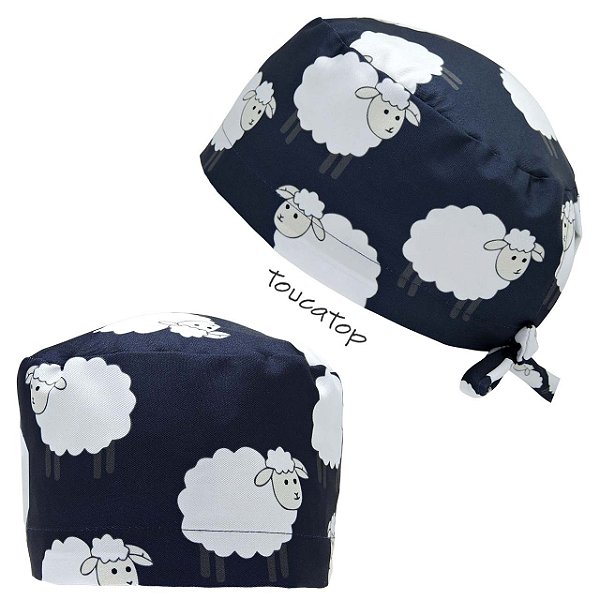 Gorro Cirúrgico, Ovelha Branca, Azul Marinho