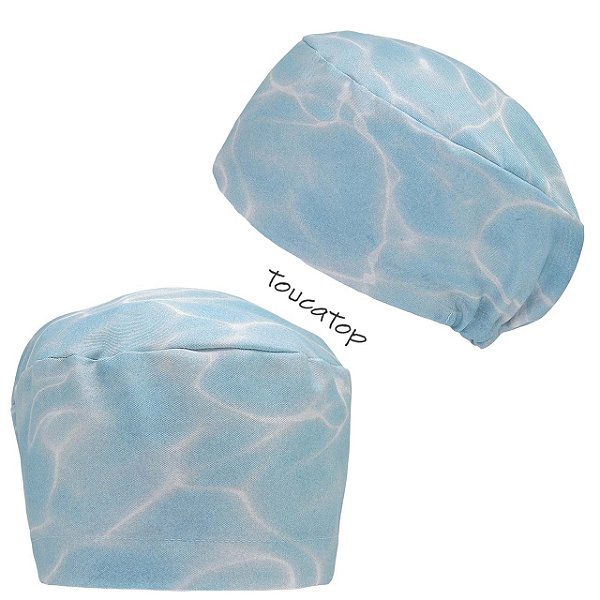 Touca Feminina ALICE, Águas cristalinas, ondas, Azul claro