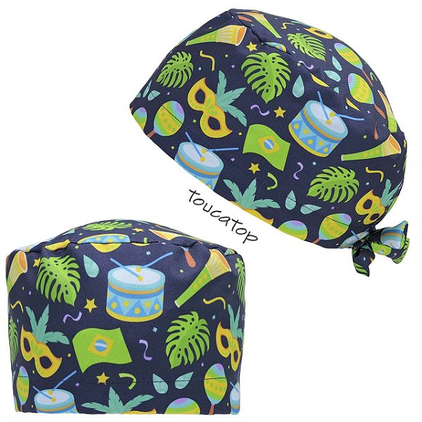 Gorro Cirúrgico, Carnaval Verde Amarelo, Máscara, Bandeira, Azul