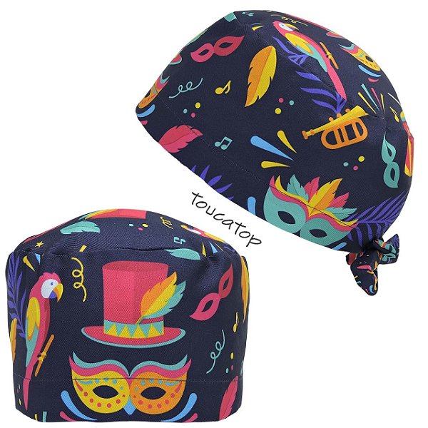 Gorro Cirúrgico, Carnaval, Máscaras, Chapéu pink, Papagaio, Azul