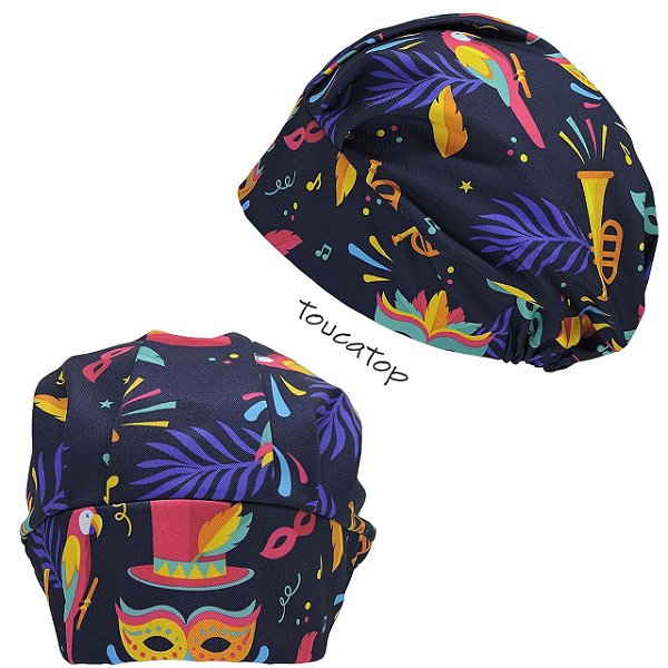 Touca Cirúrgica Feminina, Carnaval, Máscaras, Chapéu, Papagaio, Azul