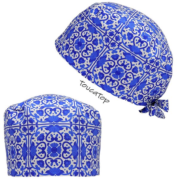 Gorro Cirúrgico, Azulejos Português, Azul Royal