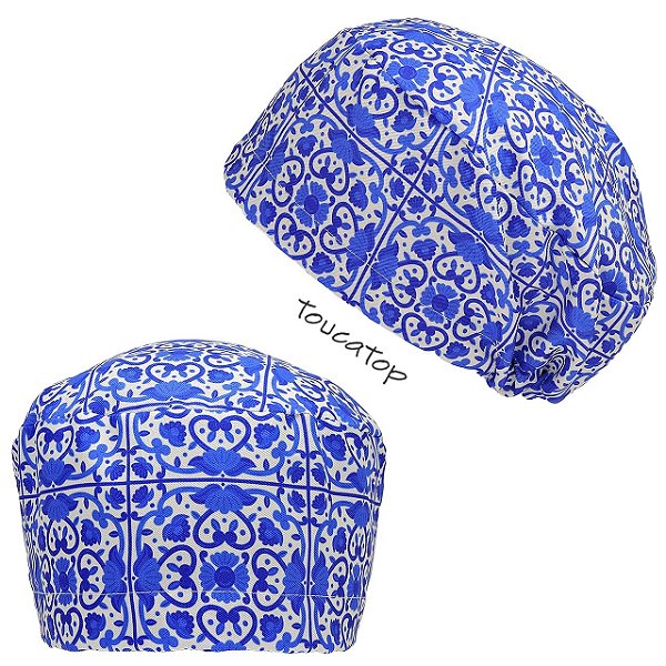 Touca Feminina ALICE, Azulejos Português, Azul Royal