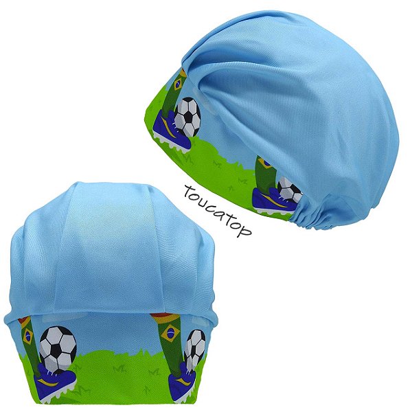 Touca Cirúrgica Feminina, Chuteira, Bola, Meia do Brasil, Azul