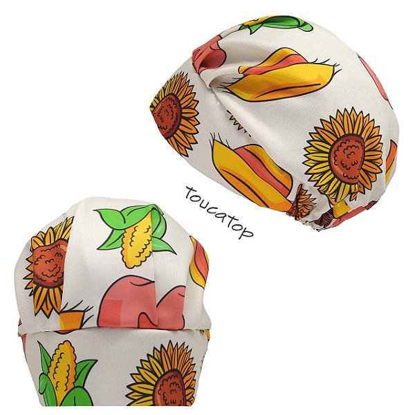 Touca Cirúrgica Feminina, Festa Junina, Milho, Chapéu, Creme