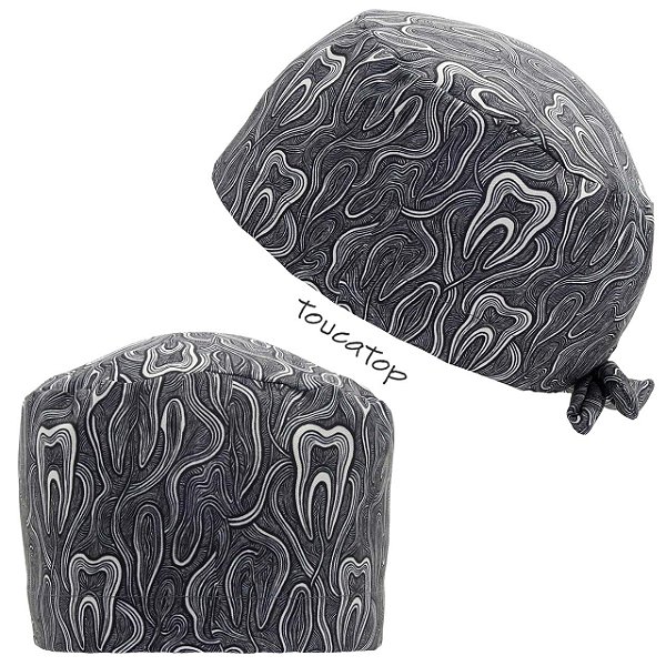 Gorro Cirúrgico, Dentes desenhados Abstratos, Chumbo