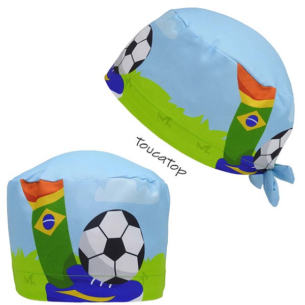 Gorro Cirúrgico, Chuteira Azul, Bola, Meia do Brasil, Azul Claro