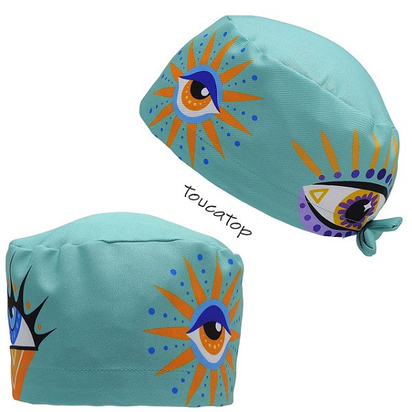Gorro Cirúrgico, Olhos Místicos Azul, Verde, Laranja, Tiffany