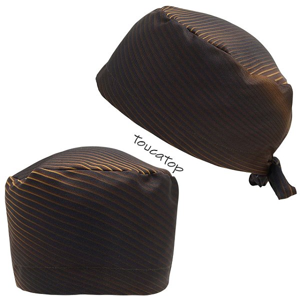 Gorro Cirúrgico, Linhas Douradas, degradê Marrom