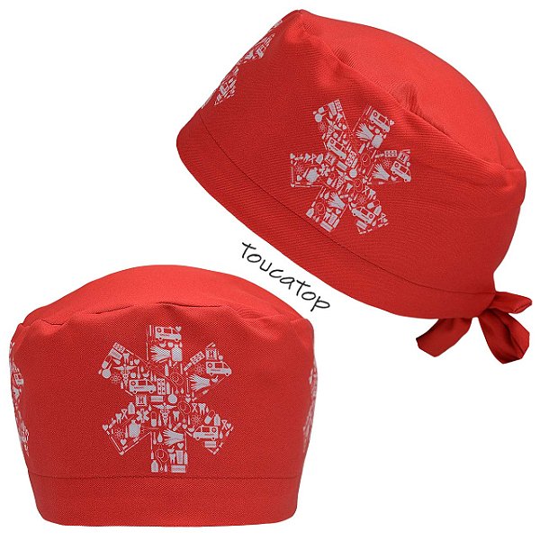 Gorro Cirúrgico, Samu, Símbolos Medicina, Vermelho Sangue