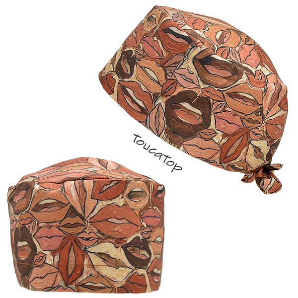 Gorro Cirúrgico, Arte, Lábios Nude, Pintura Óleo, Marrom