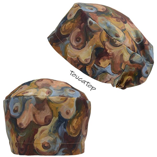 Touca Feminina ALICE, Arte, Mamas, Pintura Óleo, Marrom