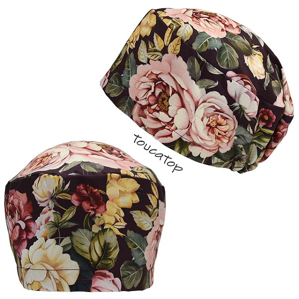 Touca Feminina ALICE, Rosas Envelhecidas, Marrom