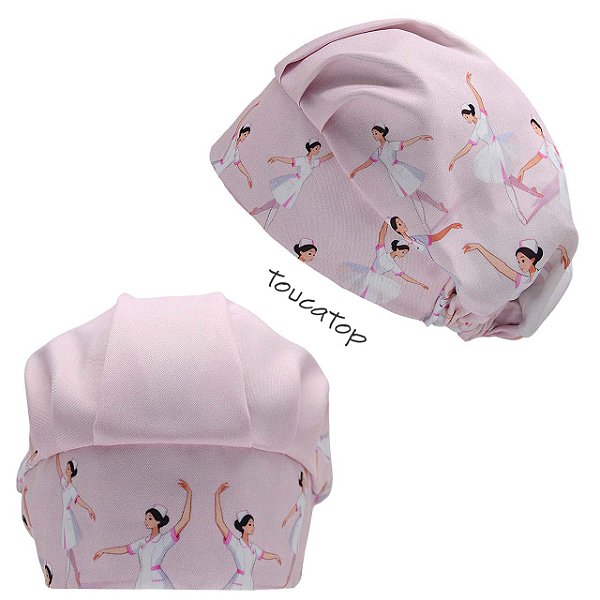 Touca Cirúrgica Feminina, Enfermeira Bailarina Dançando, Rosa bebê