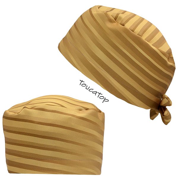 Gorro Cirúrgico, Listras Tons de Marrom, Bege