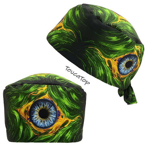 Gorro Cirúrgico, Bandeira do Brasil Estilizada, Íris Azul, Verde