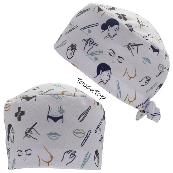 Gorro Cirúrgico, Procedimentos Estéticos, Desenhos, Branco