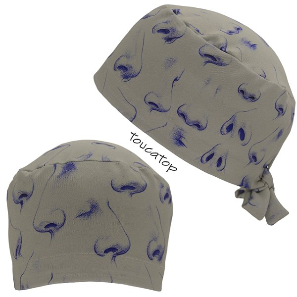 Gorro Cirúrgico, Narizes Azuis Desenhados, Efeito Carbono Azul, Gelo