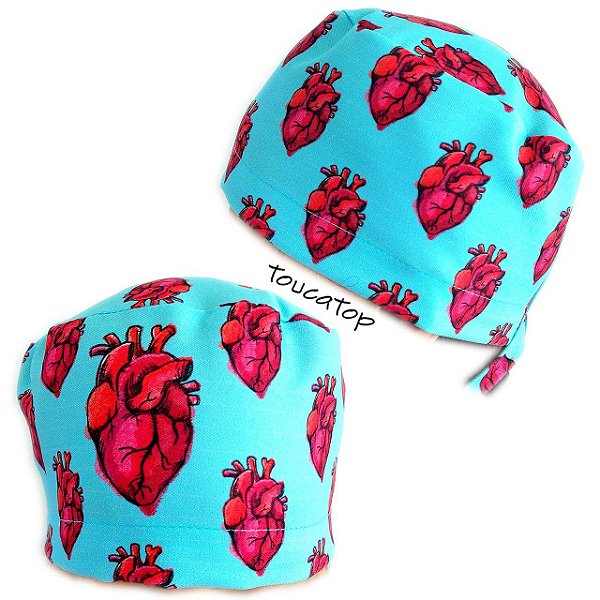 Gorro Cirúrgico, Coração, Corações Vermelhos Menores, Tiffany