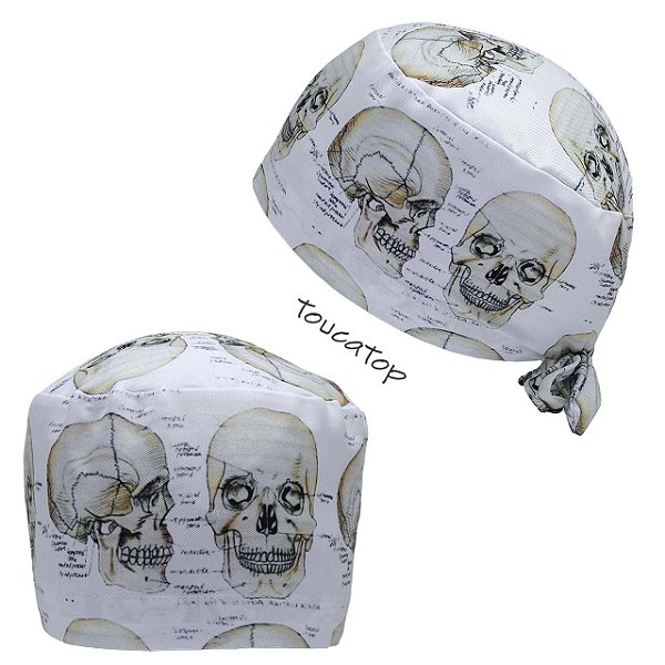Gorro Cirúrgico, Crânio Anatômico Bege, Caveira, Branco