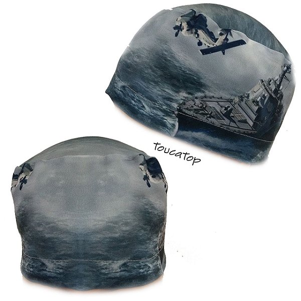 Gorro Cirúrgico, Navio e Avião em Alto Mar, Tema Cor Cinza