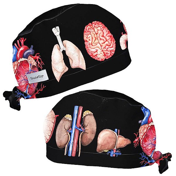 Gorro Cirúrgico, Órgãos Variados, Funções Vitais, Preto