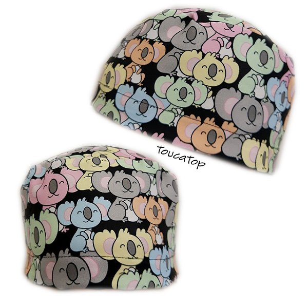 Gorro Cirúrgico, Coalas Coloridos, Preto