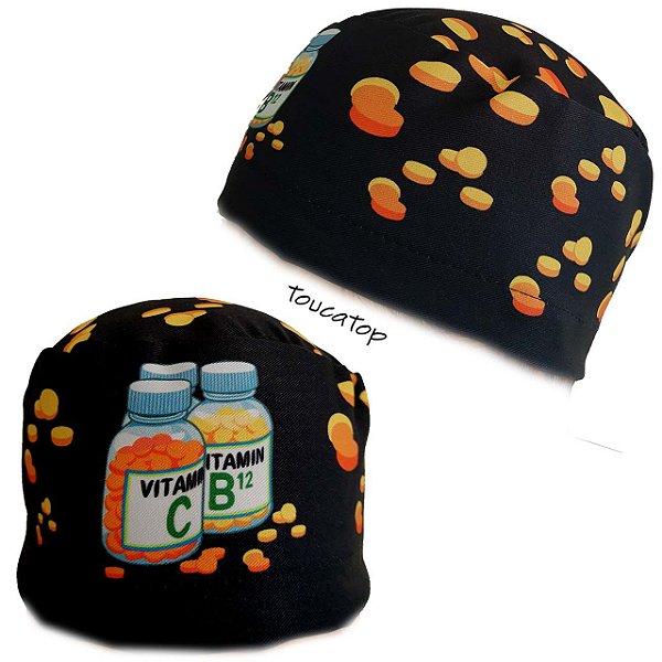 Gorro Cirúrgico, Vitaminas, Preto