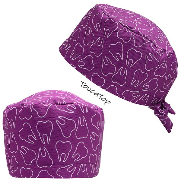 Gorro Cirúrgico, Dentes Roxo, Contorno Branco, Roxo