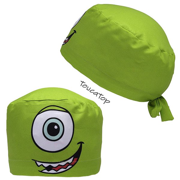 Gorro Cirúrgico, Olho Aberto, Boca, Sorriso, Monstro, Verde