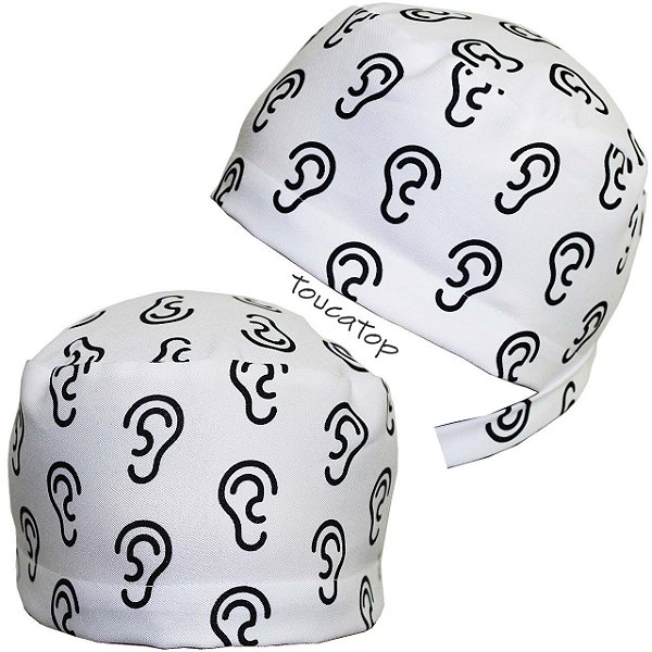 Gorro Cirúrgico, Orelhas Pretas, Otorrino, Branco