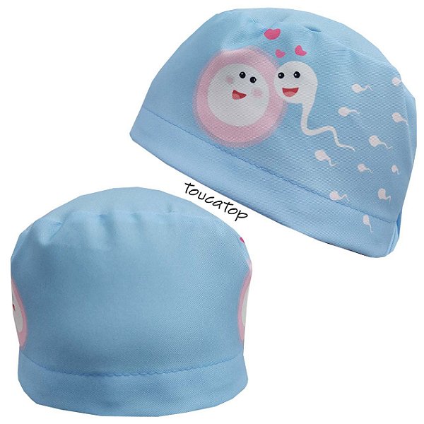 Gorro Cirúrgico, Espermatozoide Óvulo Apaixonados, Azul Bebê