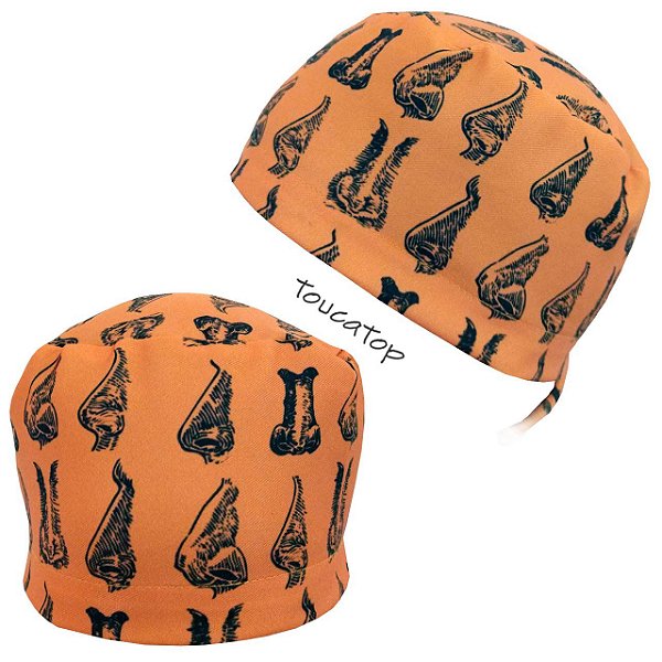 Gorro Cirúrgico, Nariz Desenho Vários, Laranja