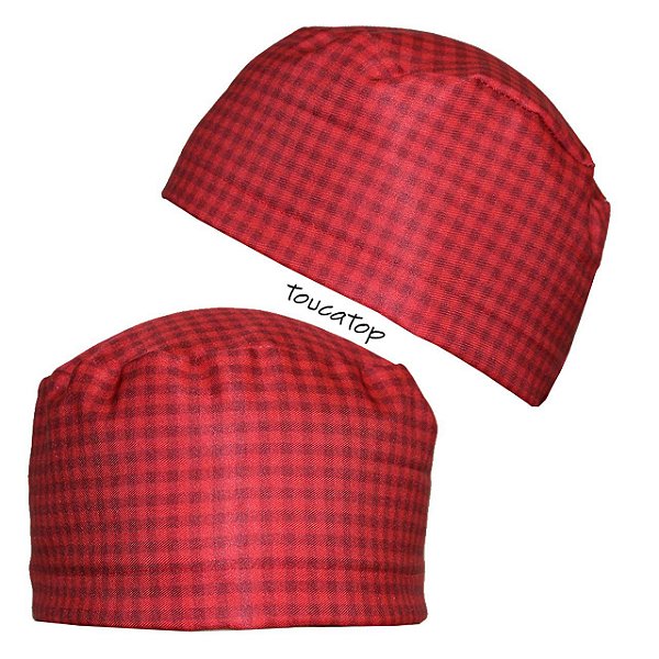 Gorro Cirúrgico, Xadrez, Tons de Vermelho, Vermelho