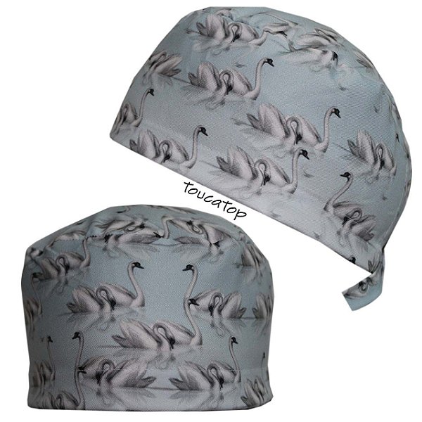 Gorro Cirúrgico, Cisne Branco e Cinza, Azul Degradê