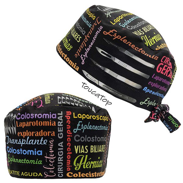 Gorro Cirúrgico, Nuvem de Palavras, Cirurgia Geral, Preto