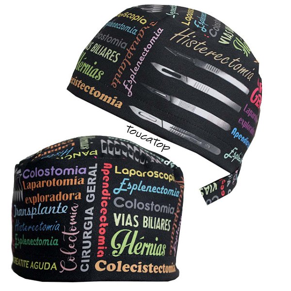 Gorro Cirúrgico, Nuvem de Palavras, Cirurgia Geral, Preto