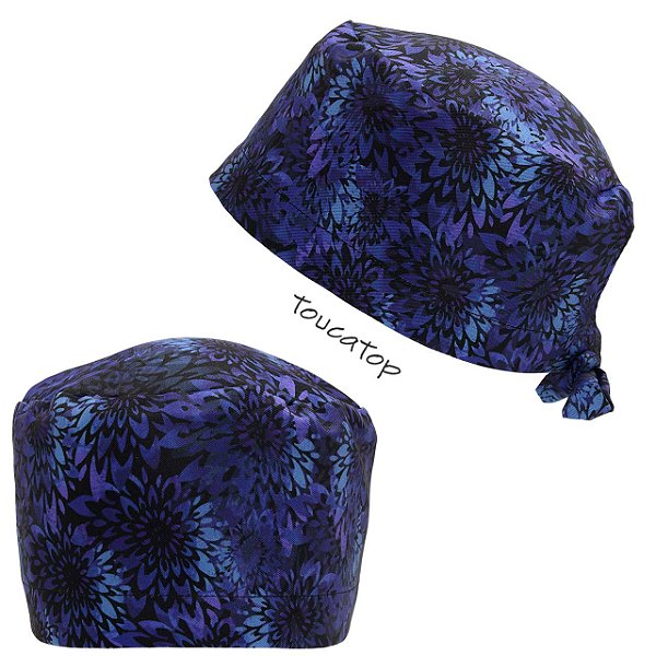 Gorro Cirúrgico, Flor, Folha, Azul com Roxo, Dr Webber