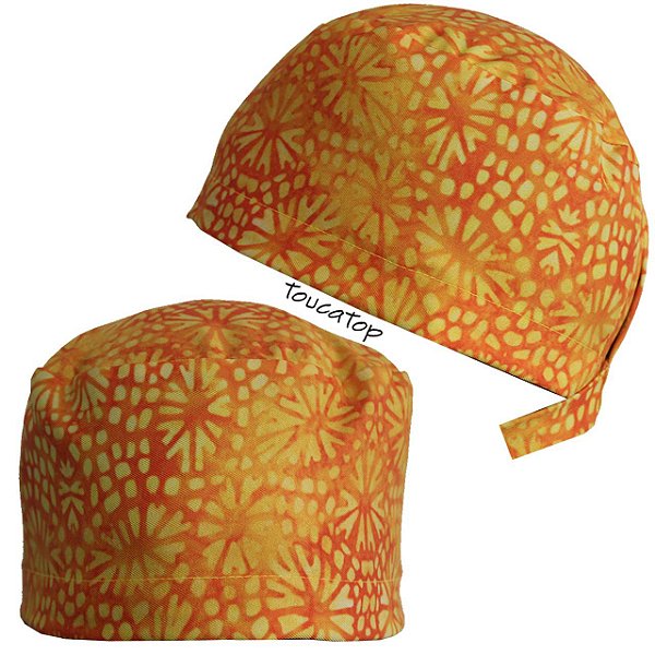 Gorro Cirúrgico, Flores Amarelas, Laranja