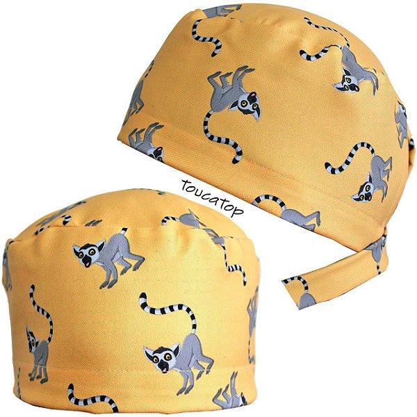 Gorro Cirúrgico, Lêmures Desenhados, Lêmur, Laranja Claro