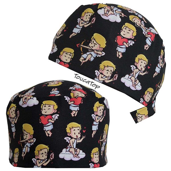 Gorro Cirúrgico, Desenho Cúpido, Preto