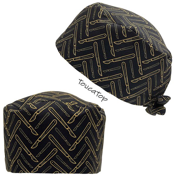 Gorro Cirúrgico, Bisturis Dourados, Preto