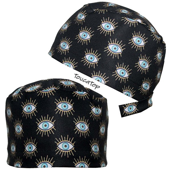 Gorro Cirúrgico, Olhos Azuis e Cílios Dourados, Preto