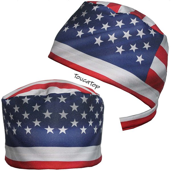 Gorro Bandeira EUA, Estados Unidos USA, Estrelas Menores Faixa Frontal