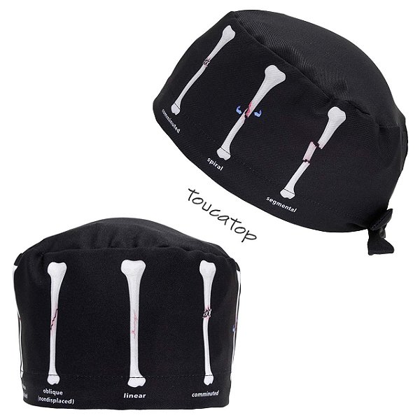 Gorro Cirúrgico. Tipos de Fraturas, Ossos Verticais, Preto