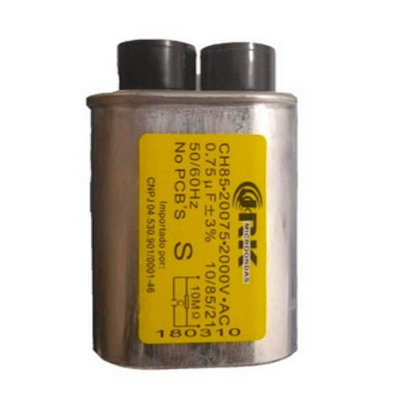 Capacitor Microondas Alta Qualidade 0,75uf 2000v Fusível 20a