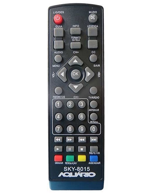 Controle Remoto Compatível com Conversor Aquário Dtv4000 Dtv5000, 6000, 7000
