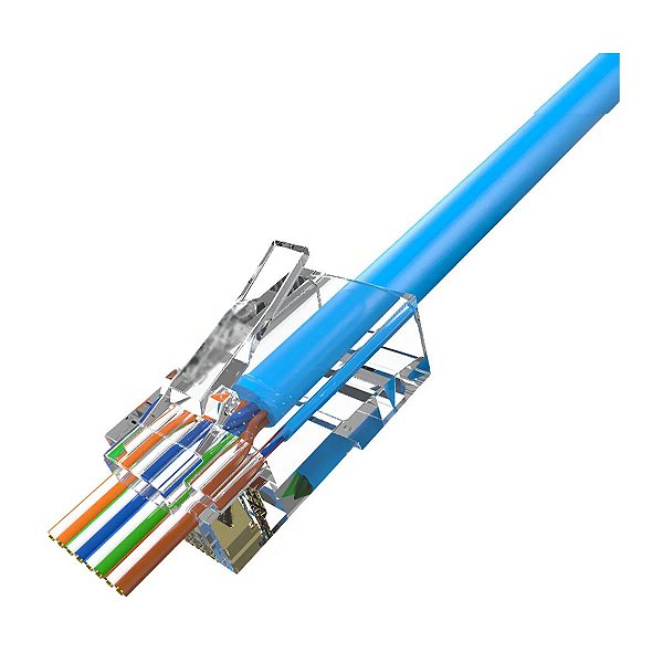 Kit 100 Conector Rj45 De Passagem Ez Crimp Cat5e/6 Vazado